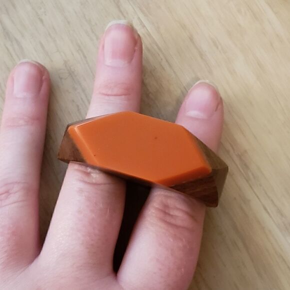 ORANGE Double Wood Ring - Picture 3 of 3
